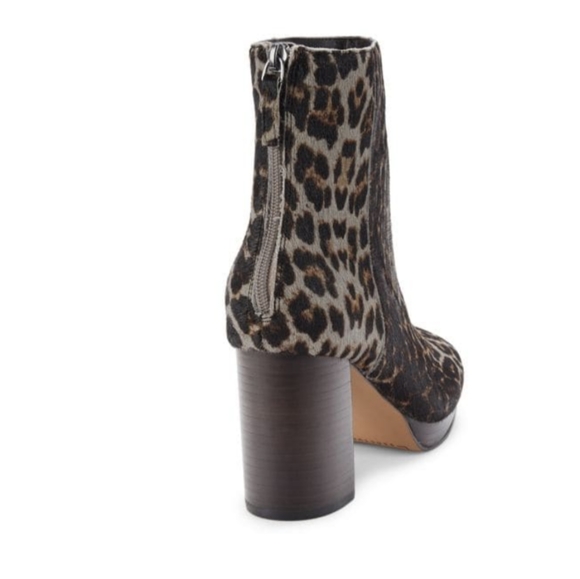 Sanctuary Razzle Gray leopard animal calf hair boots leather Block Heel Zip 8 - Picture 3 of 8